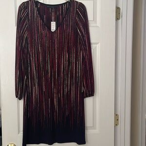 White House Black Market Flare Dots Black dress